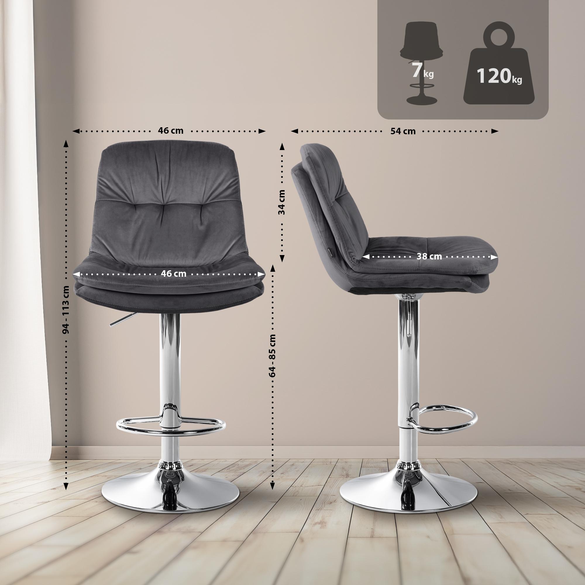 Barhocker Laurel Samt chrom