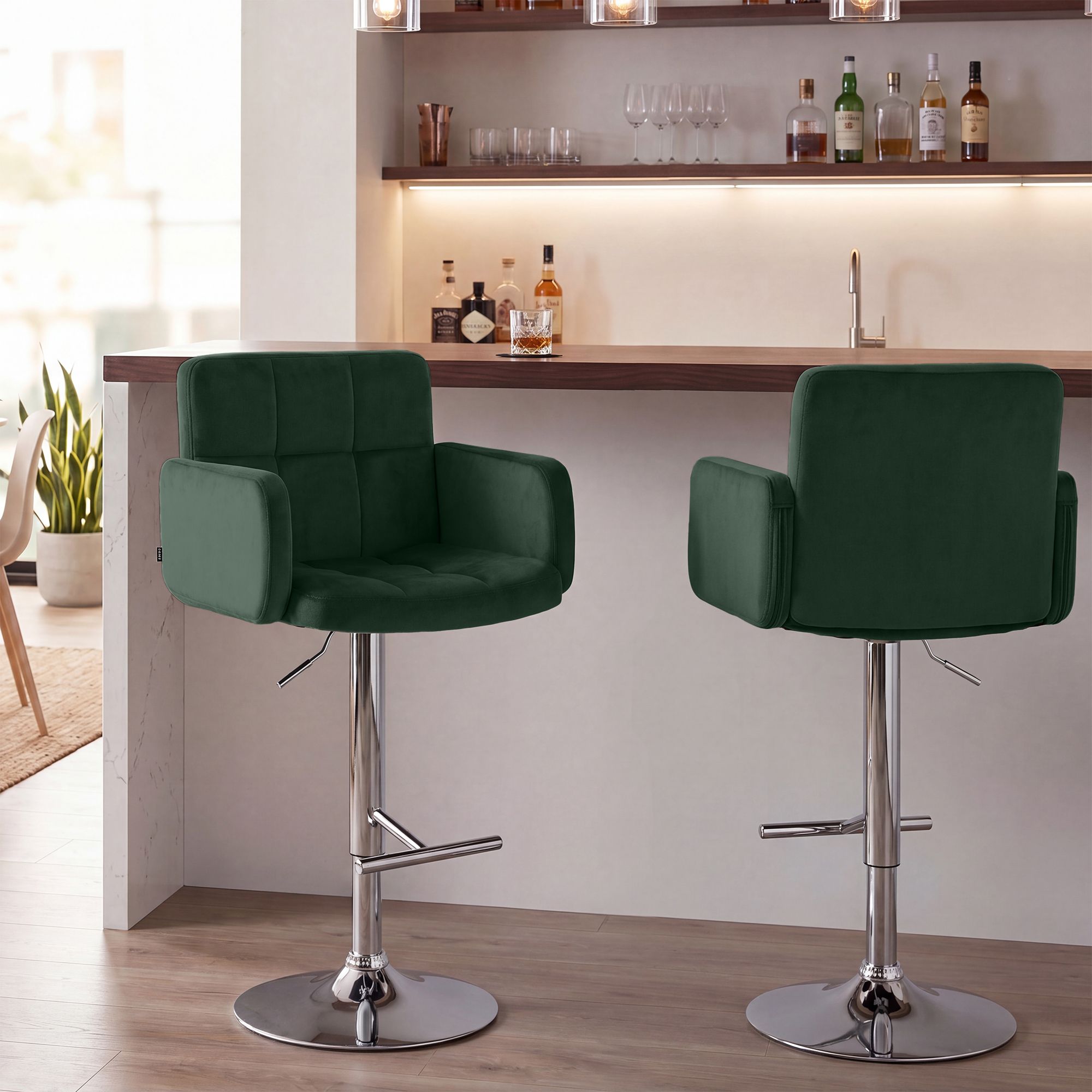 Barhocker Los Angeles Samt chrom