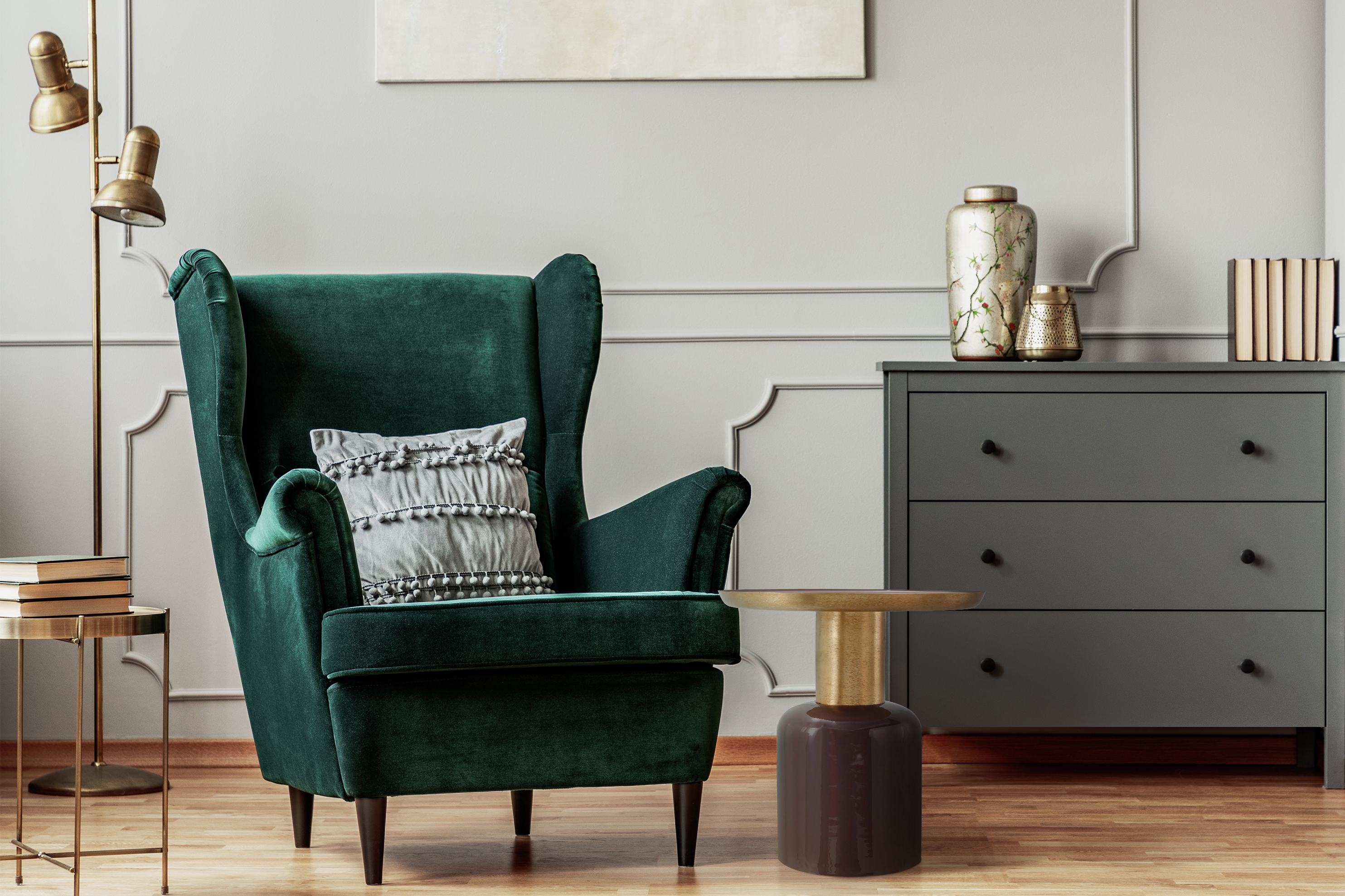 Beistelltisch mit Art-Deco-Design Dunkellila / Gold