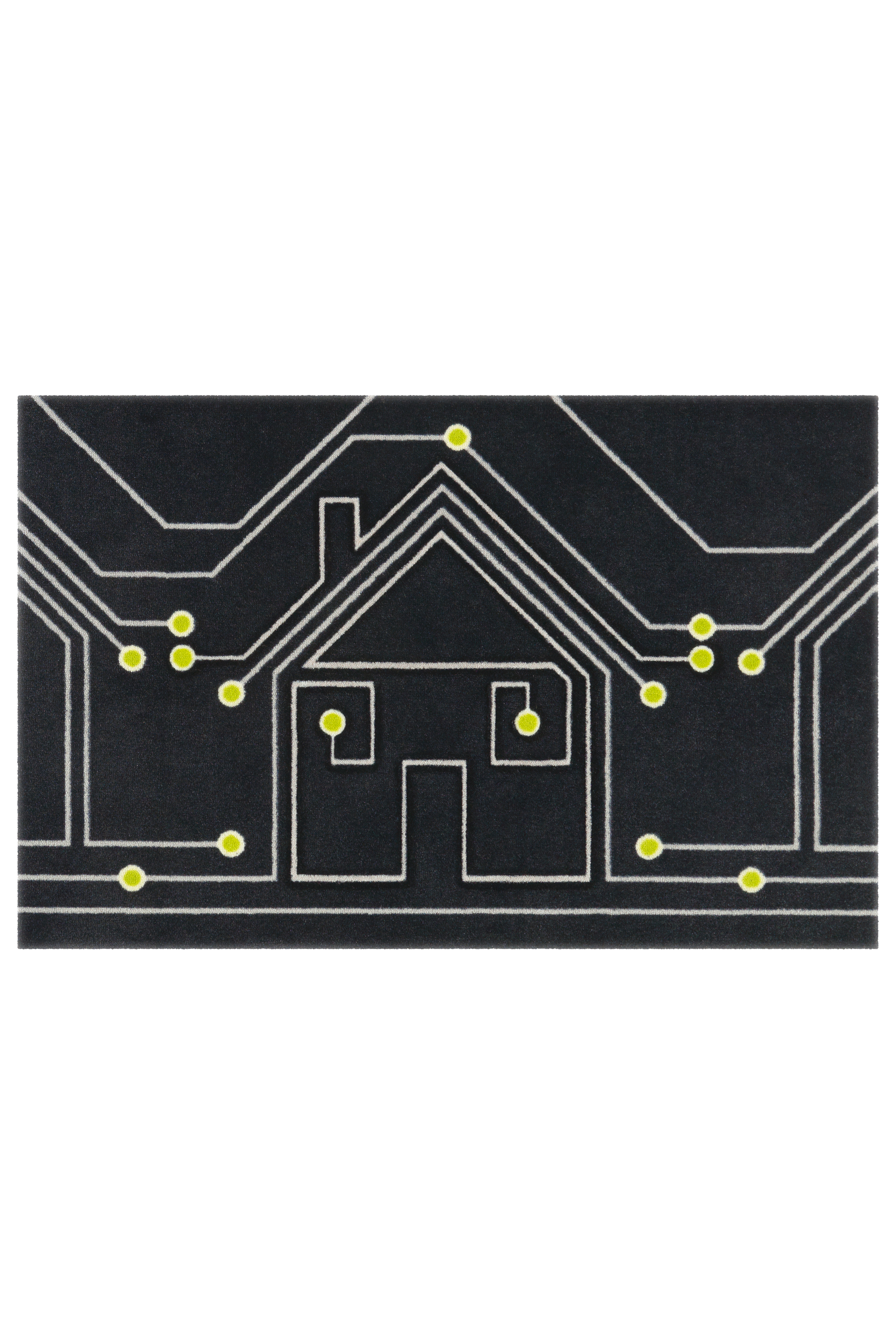 Fußmatte Living Mat 60 Anthrazit / Weiß / Gelb 64cm x 168cm