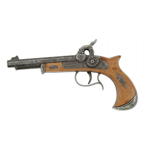 Schrödel Sonstiges Schrödel J.G. Spielzeugpistole Derringer 21,5 cm, Einzelschuss, silber / braun