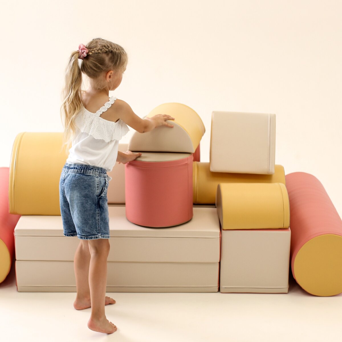 IGLU Softplay PEPI RER SIA IGLU SET 19X Fortress - Beige/Pastell-Pink/Grau/Honigfarben - Schaumstoffbaustein-Set Festung/Burg für Kinder – Ansicht 16