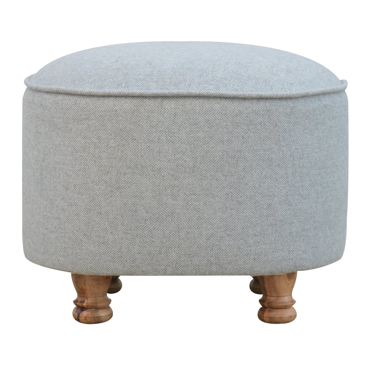 Ovaler Fußhocker aus hellgrauem Tweed