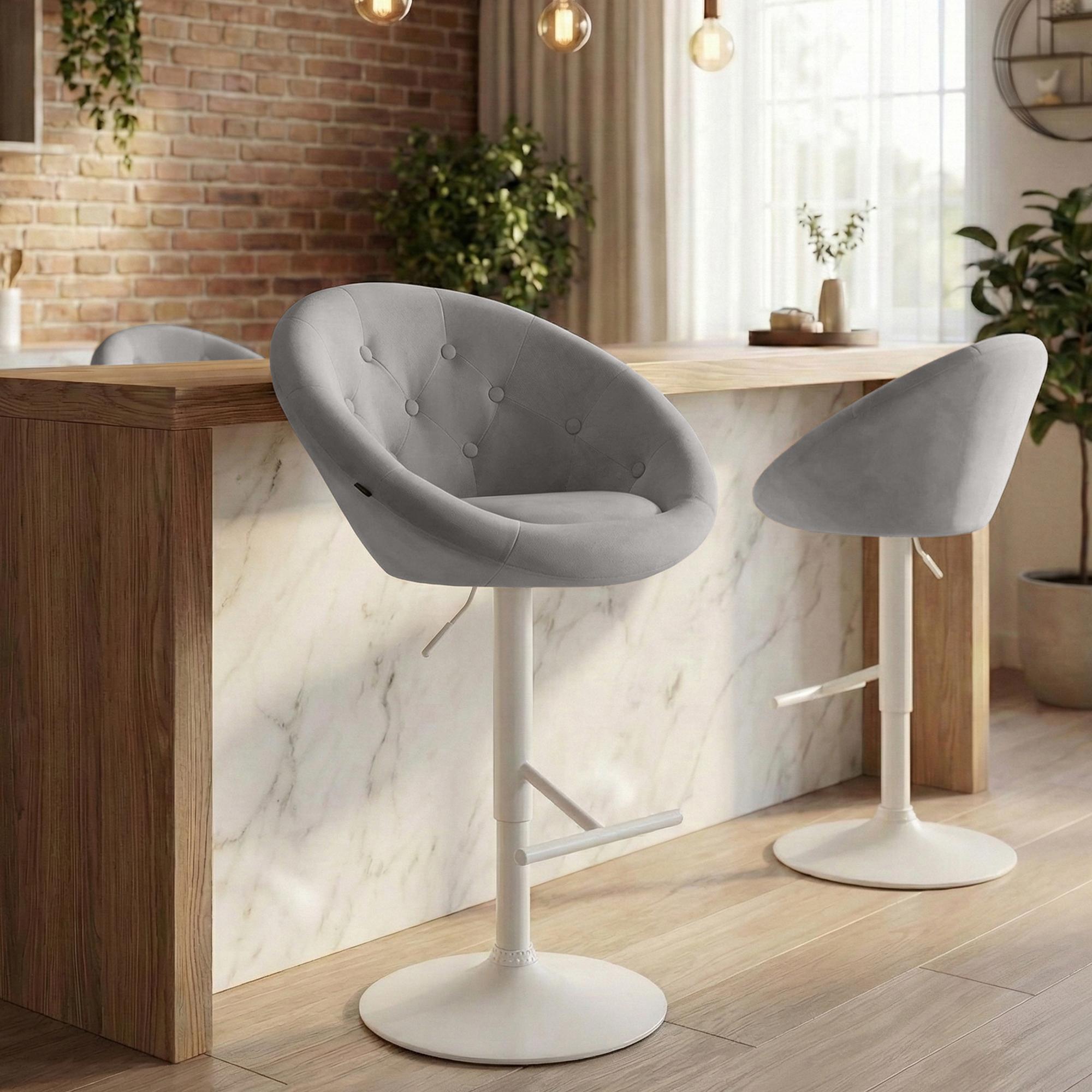 Barhocker London Samt weiß
