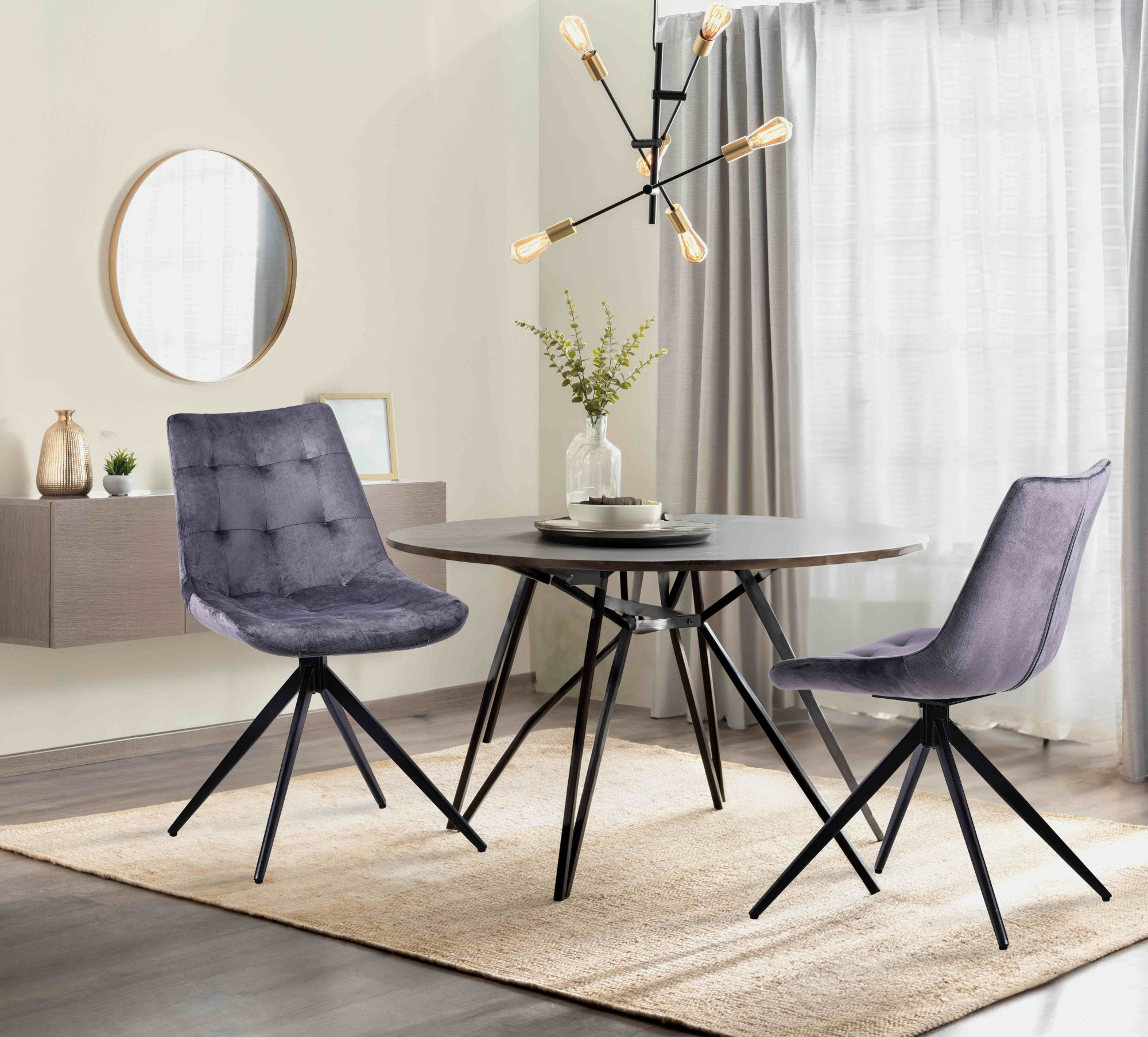 2er Set Esszimmerstuhl Merna Samt