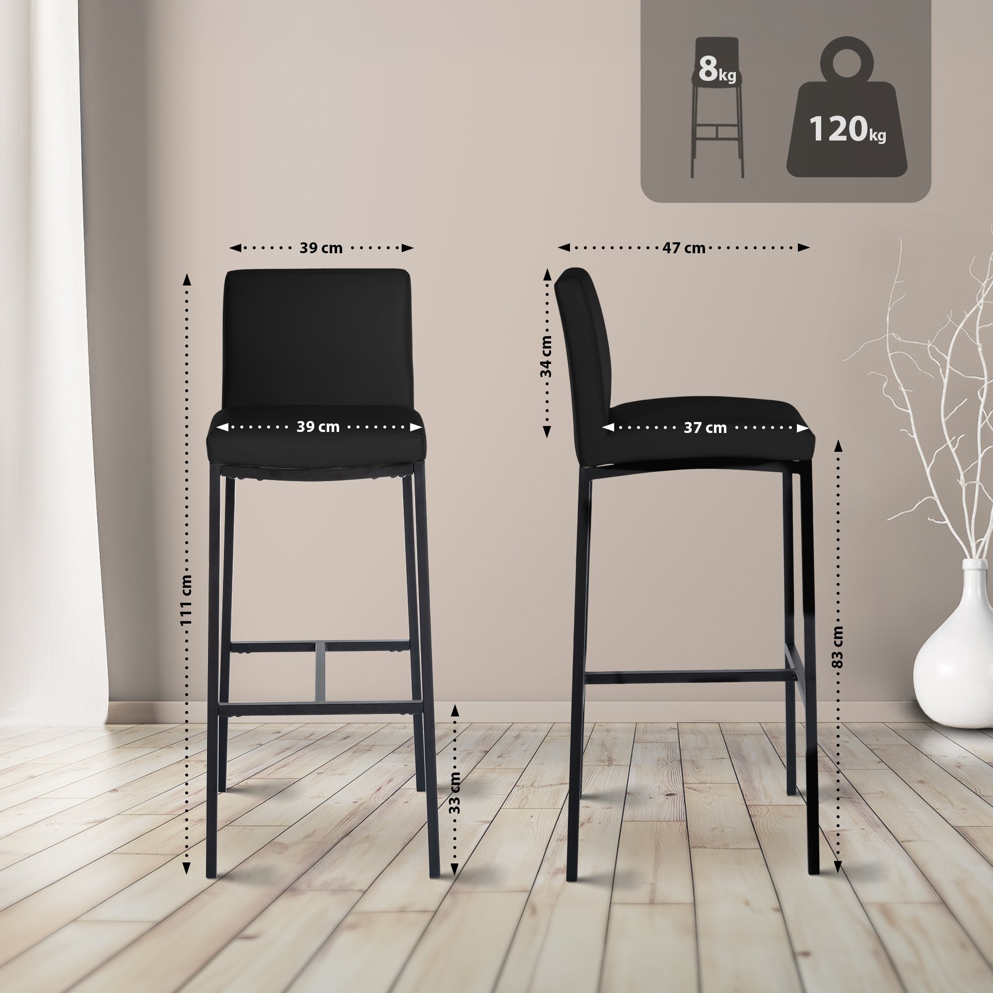 2er Set Barhocker Freeport Kunstleder B