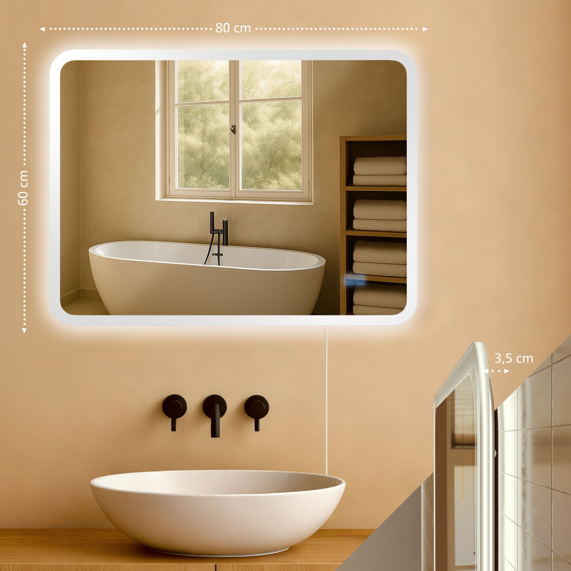 Badspiegel Jericho 60x80 ohne Bluetooth