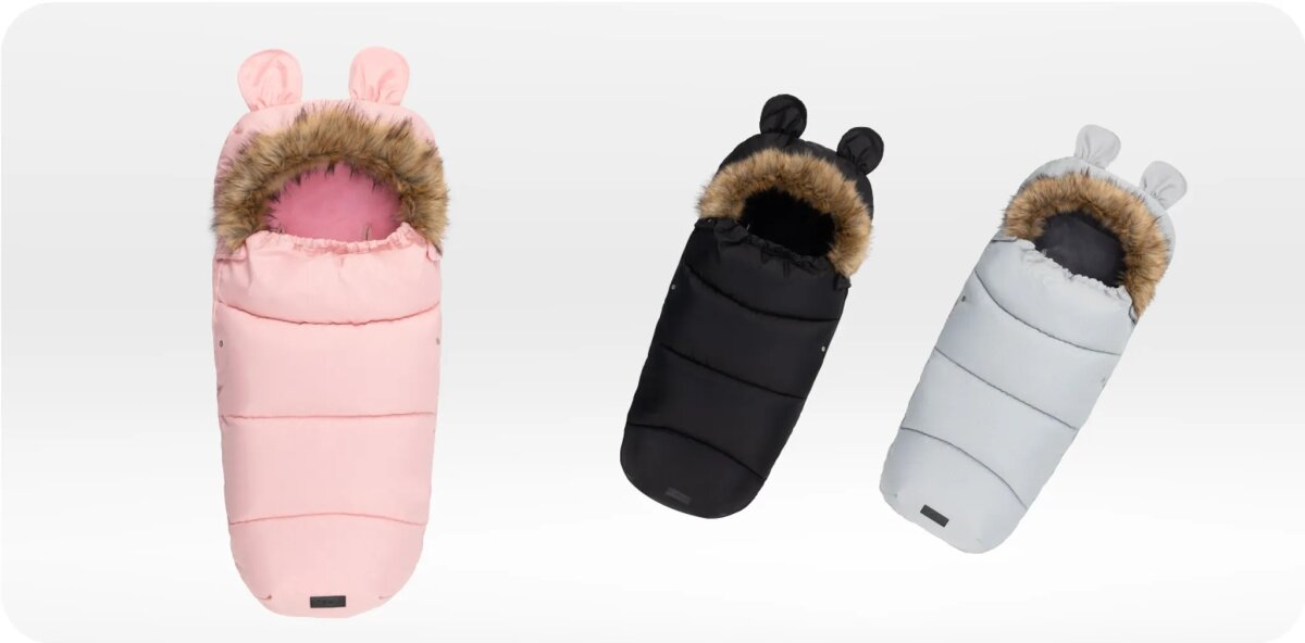 MoMi COZY – Universal-Fußsack für Kinderwagen, Fleece-Innenfutter, beidseitiger Reißverschluss & Kapuze mit Ohren – in verschiedenen Farben