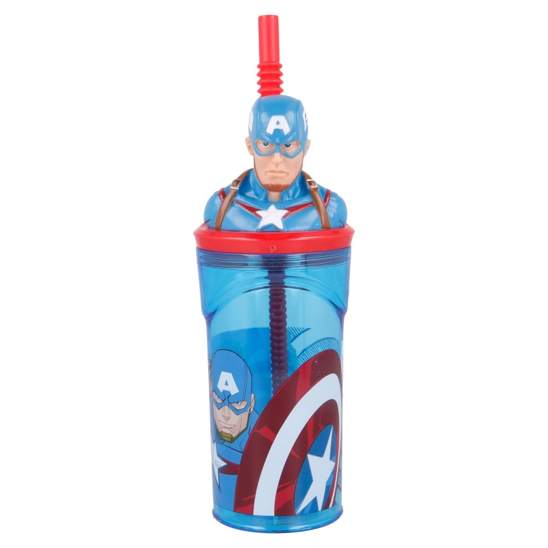 Stor Küchenutensilien Marvel: Captain America - 3D Trinkbecher mit Strohhalm 360ml