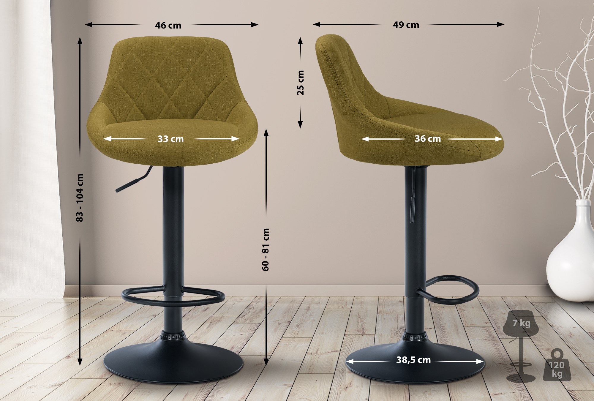 Barhocker Lazio Stoff schwarz