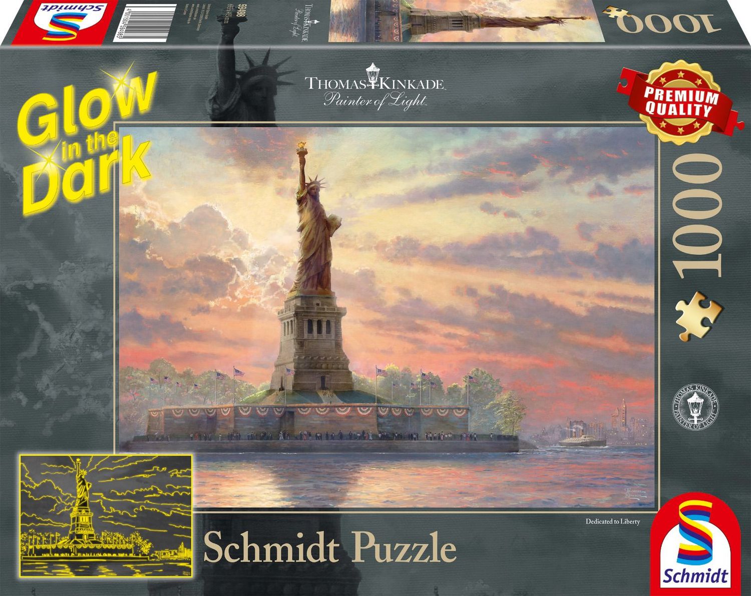 Schmidt Spiele GmbH Puzzles Thomas Kinkade - Freihheitsstatue in der Abenddämmerung - 1000 Teile GID Puzzle