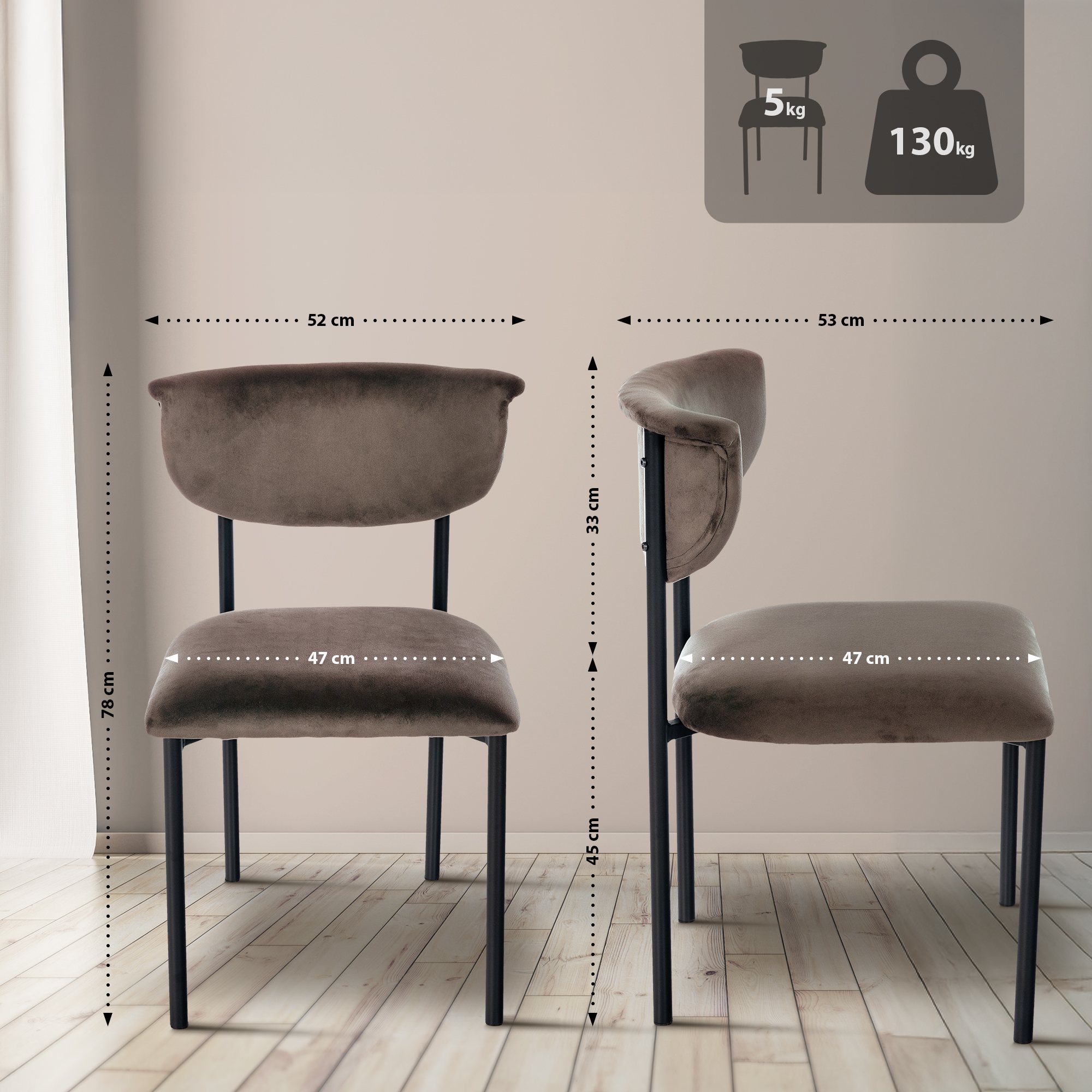 2er Set Besucherstuhl Gambell Samt