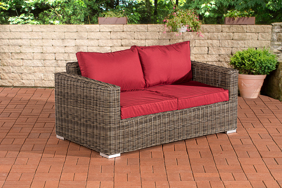 2er-Sofa Bilbao / Madeira Rubinrot