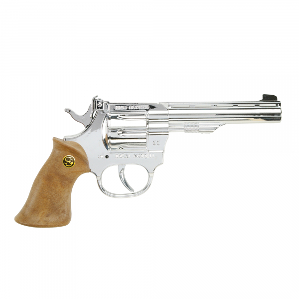 Schrödel Sonstiges Schrödel J.G. Spielzeugpistole Kadett silber 19cm, silber / braun