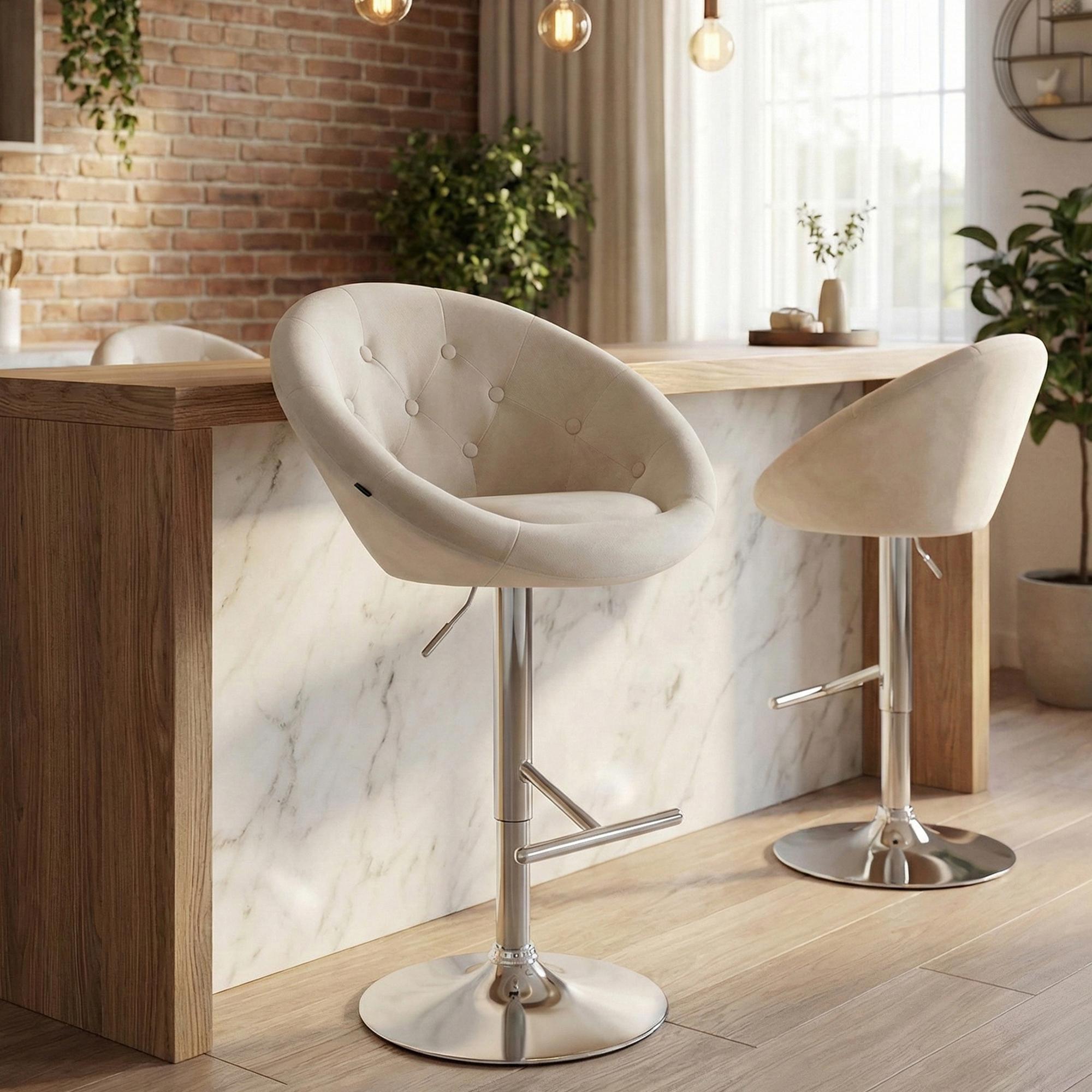 Barhocker London Samt chrom