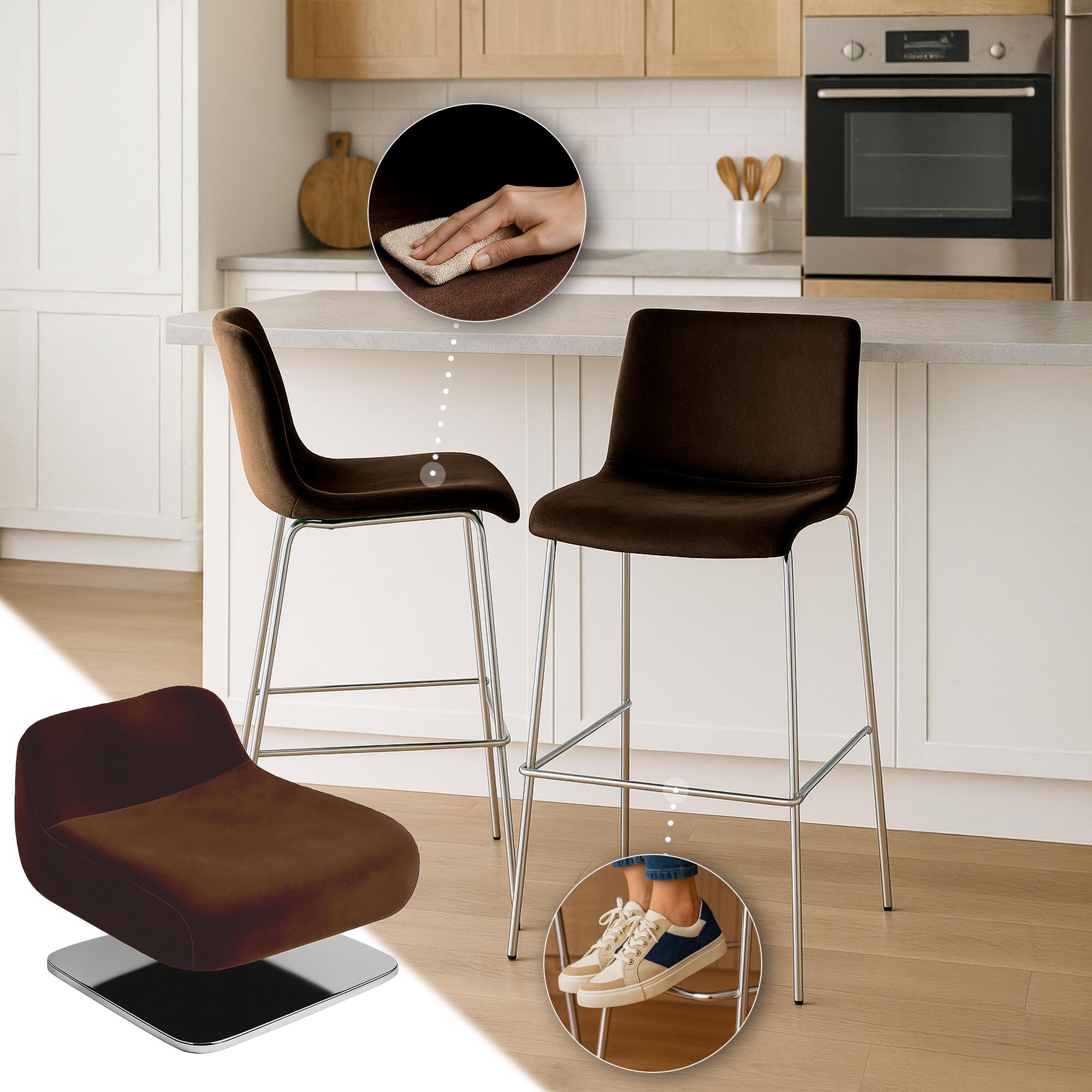 Barhocker Hoover Samt 4-Fuß Chrom