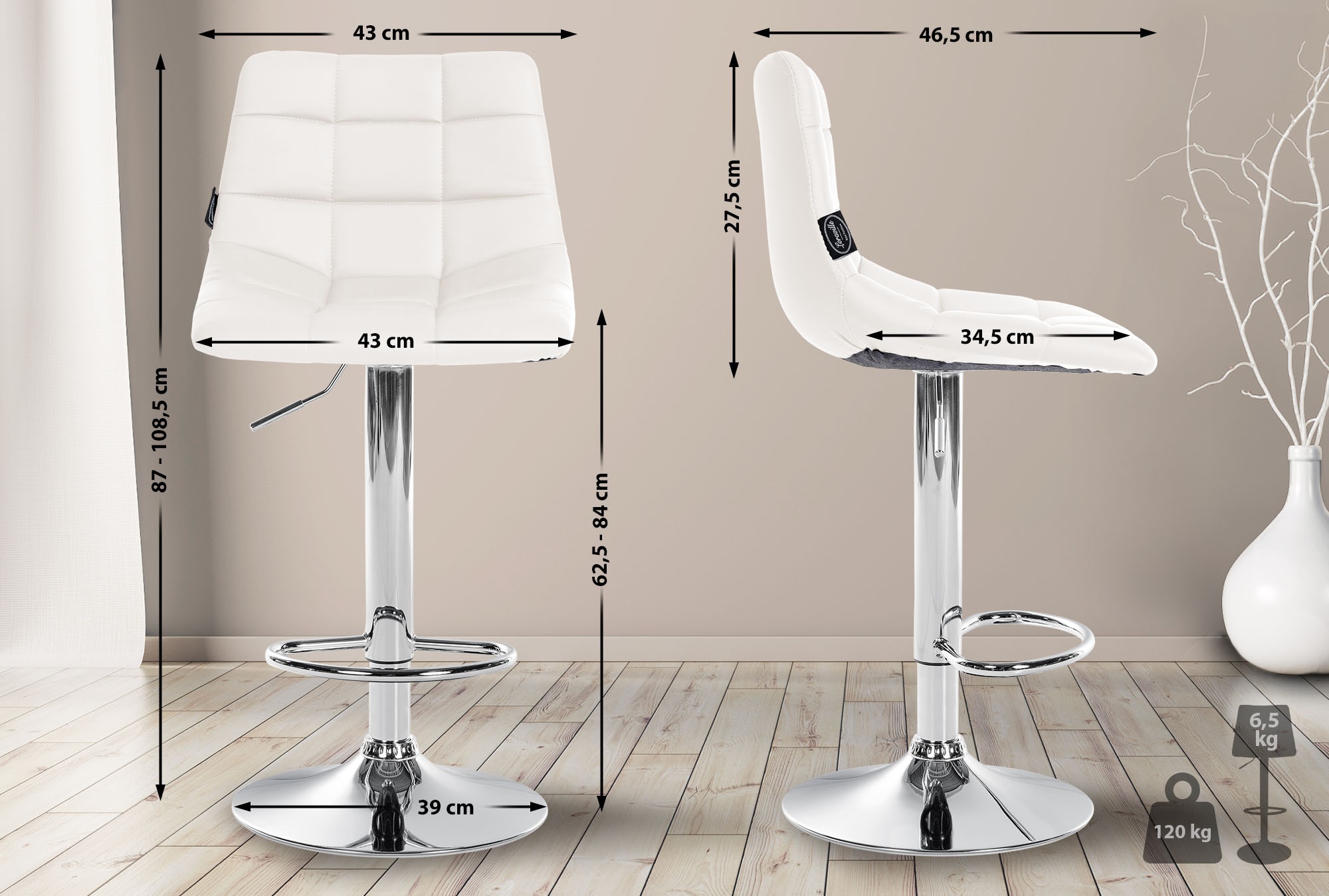 2er Set Barhocker Jerry Kunstleder chrom