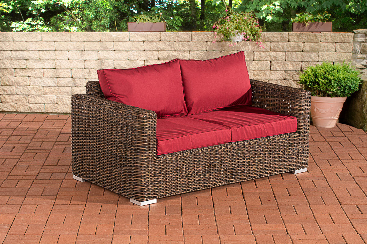 2er-Sofa Bilbao / Madeira Rubinrot