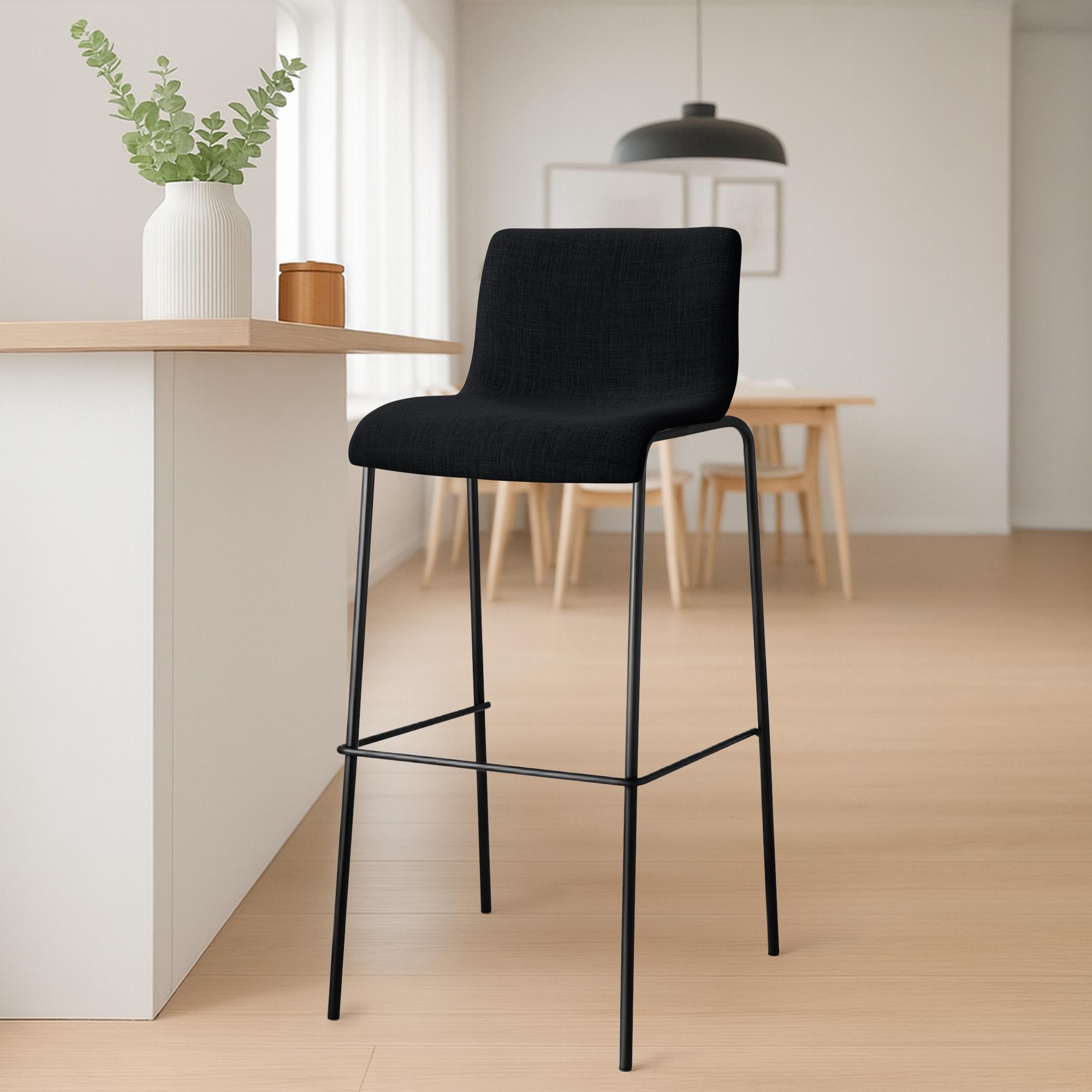 Barhocker Hoover Stoff 4-Fuß Gestell schwarz