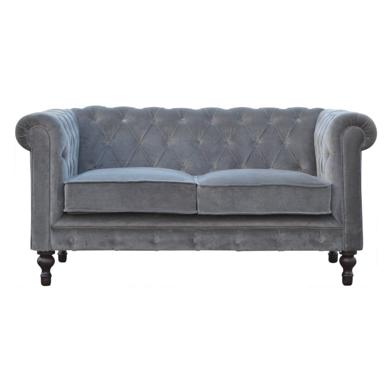 Chesterfield-Sofa aus grauem Samt