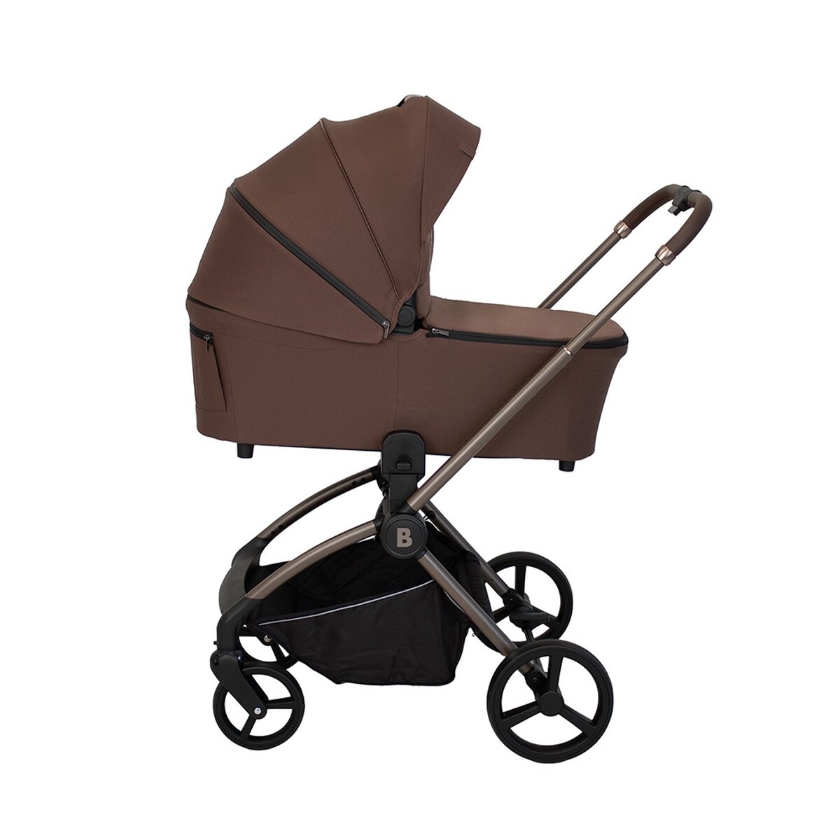 BabyTrold Alex 2in1 Kinderwagen in Chocolate mit Tragewanne, Sitzeinheit und Fußsack