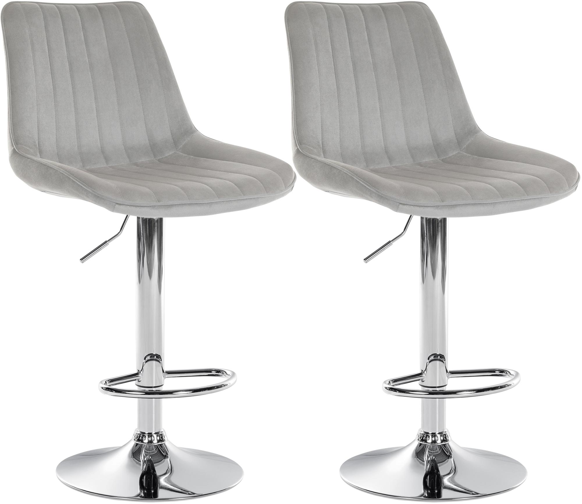 2er Set Barhocker Toni Samt chrom