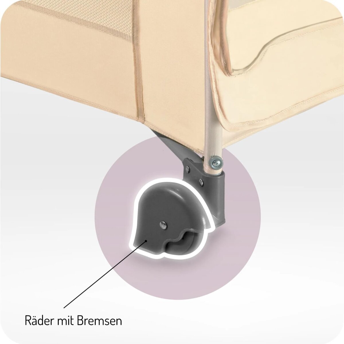 MoMi BELOVE PLUS – Babyreisebett mit Matratze, Spielbogen & Wickeltisch, 2 Ebenen, Zubehör inkl. – Beige