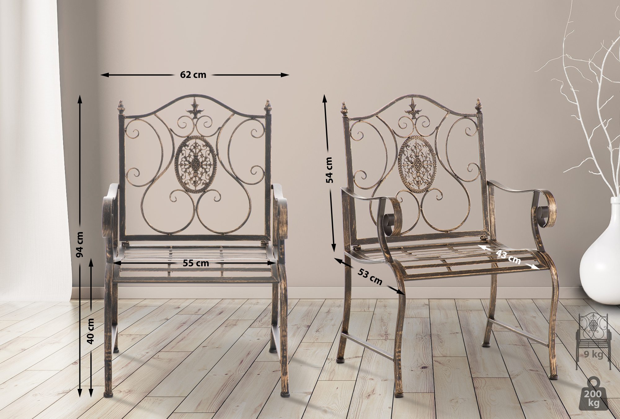 CLP Trading GmbH 2er Set Gartenstühle Punjab – Ansicht 2