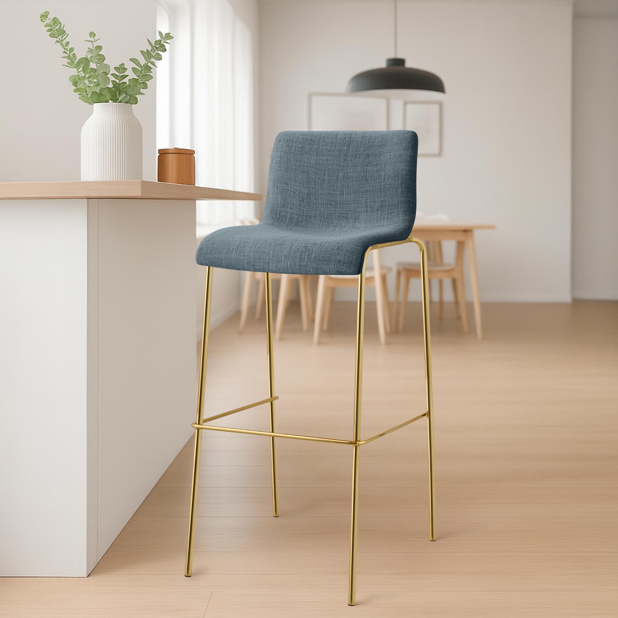 Barhocker Hoover Stoff 4-Fuß Gold