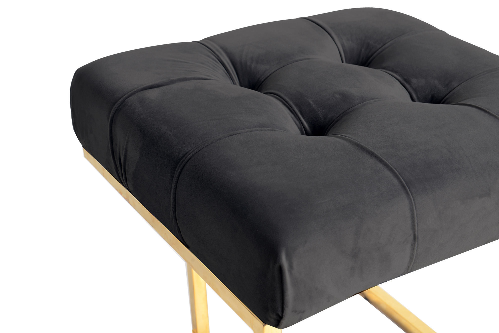 Eckiger Hocker mit samtigem Bezug