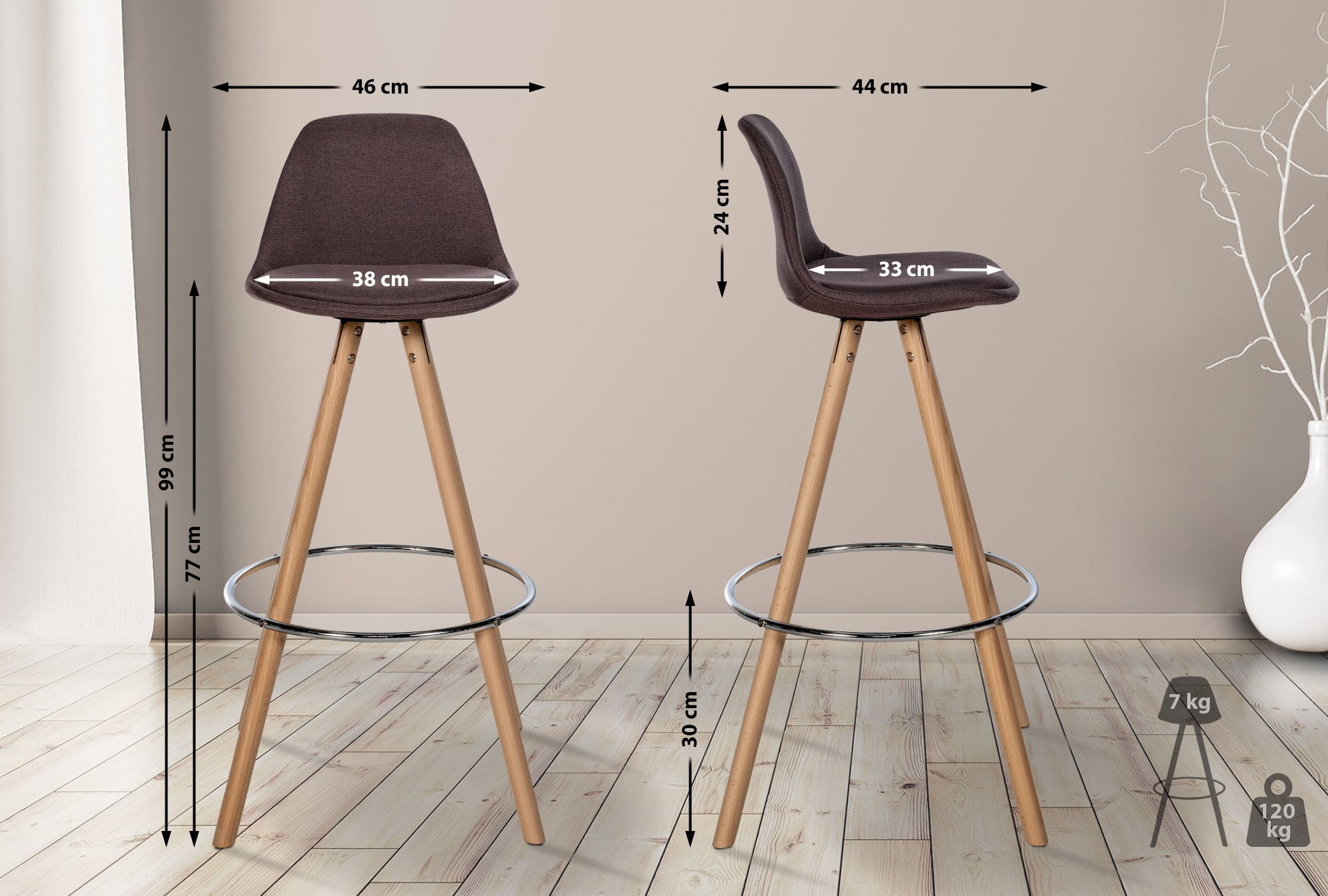 Barhocker Corbin Stoff Rund natura