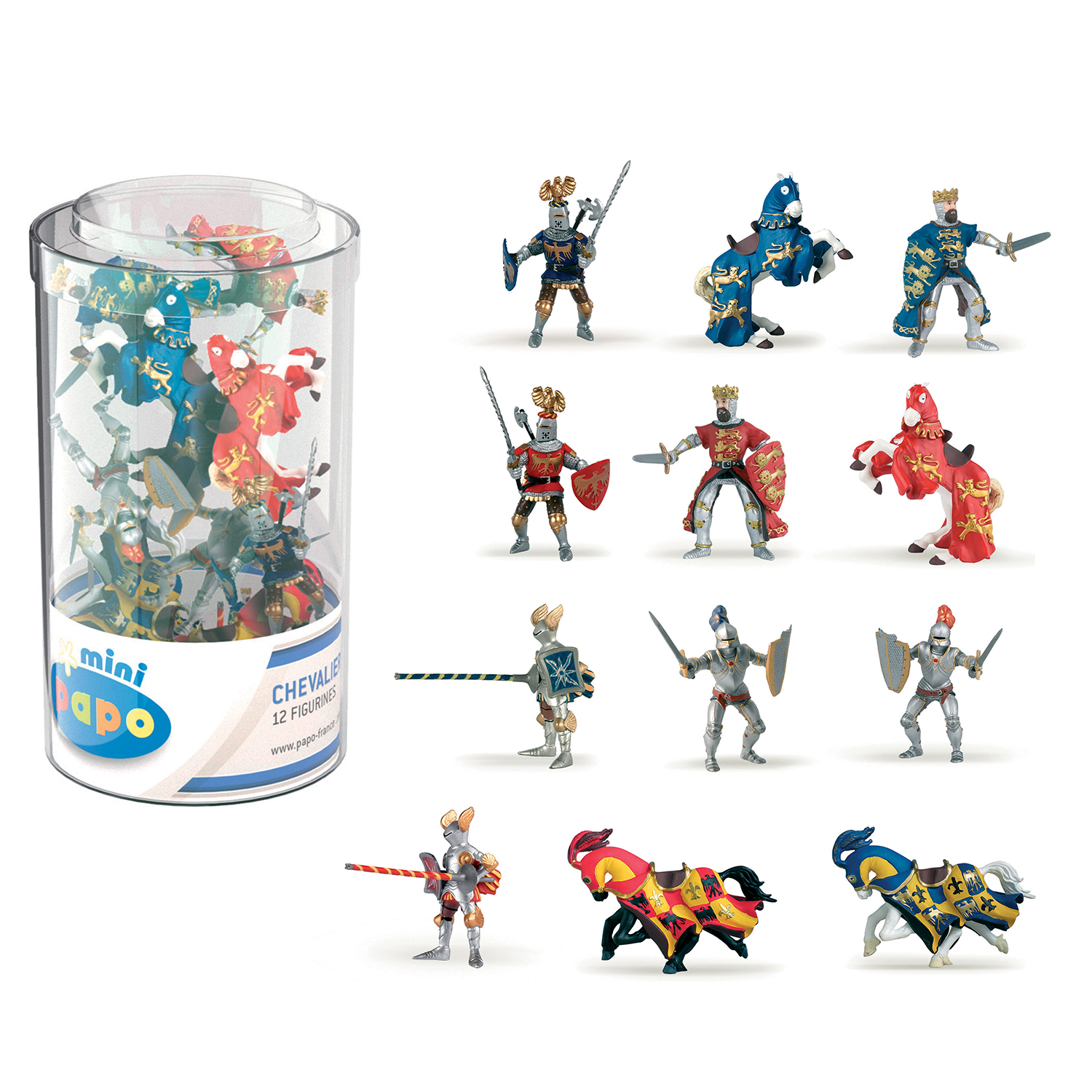 Papo Sammel- & Spielfiguren Papo 33016 - Mini Ritter (Kunststoffbehälter, 12 Stück) - Spielfigur