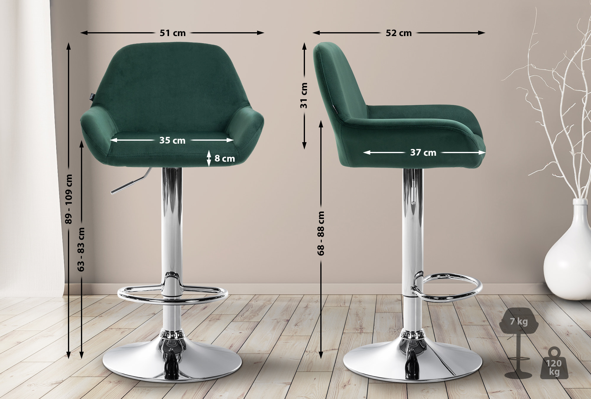 Barhocker Braga Samt chrom