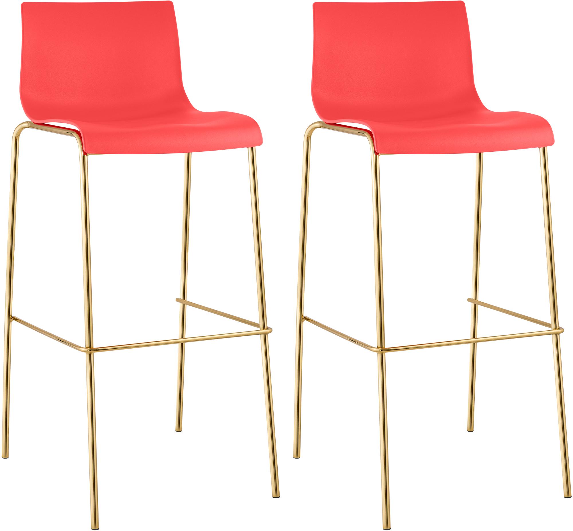 2er Set Barhocker Hoover Kunststoff 4-Fuß Gold