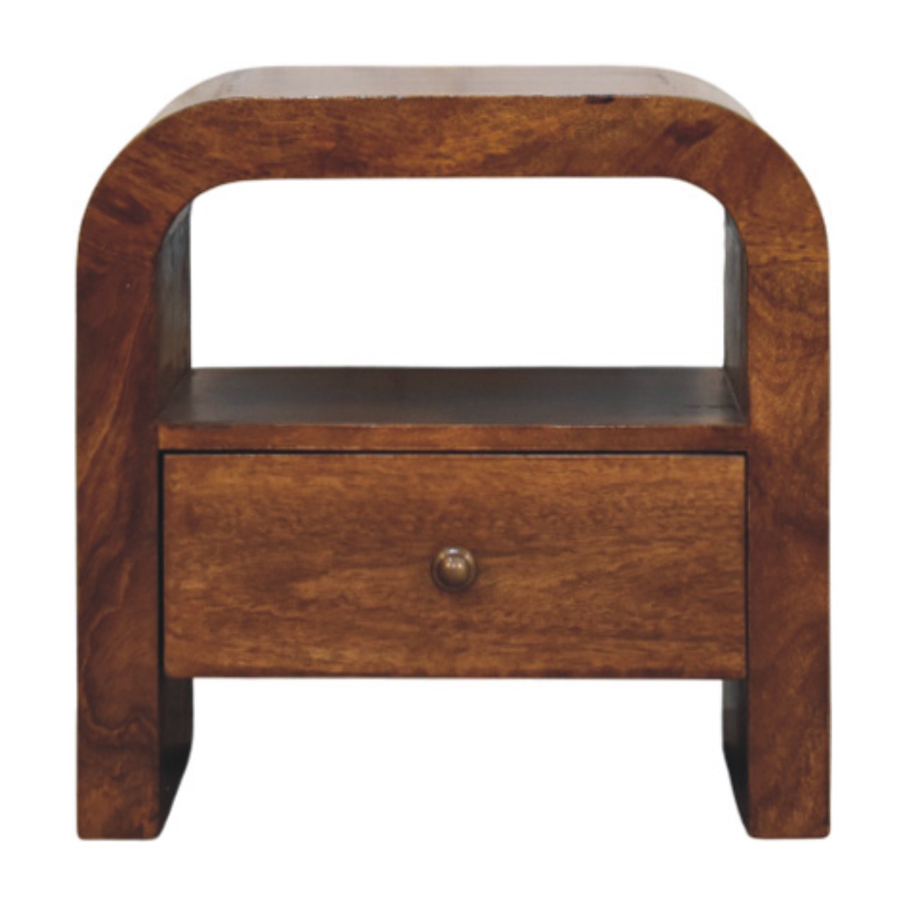 Darcy Chestnut Nachttisch mit Schublade und offenem Regal
