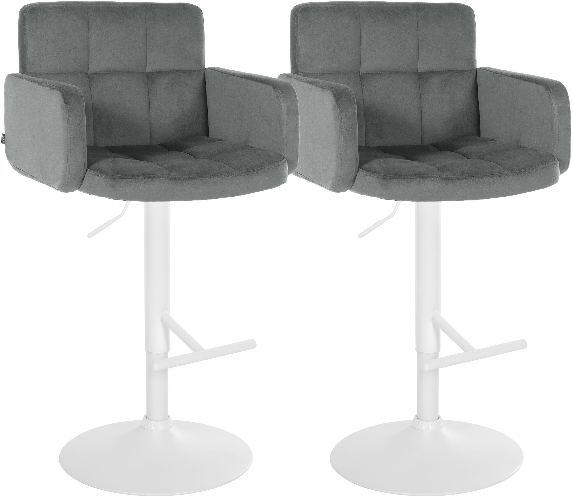 2er Set Barhocker Los Angeles Samt weiß
