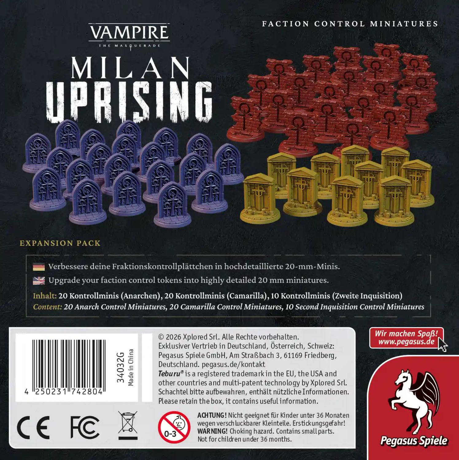 Pegasus Brettspiele & Gesellschaftsspiele Teburu: Vampire: The Masquerade – Milan Uprising: Faction Control Miniatures – Expertenspiel