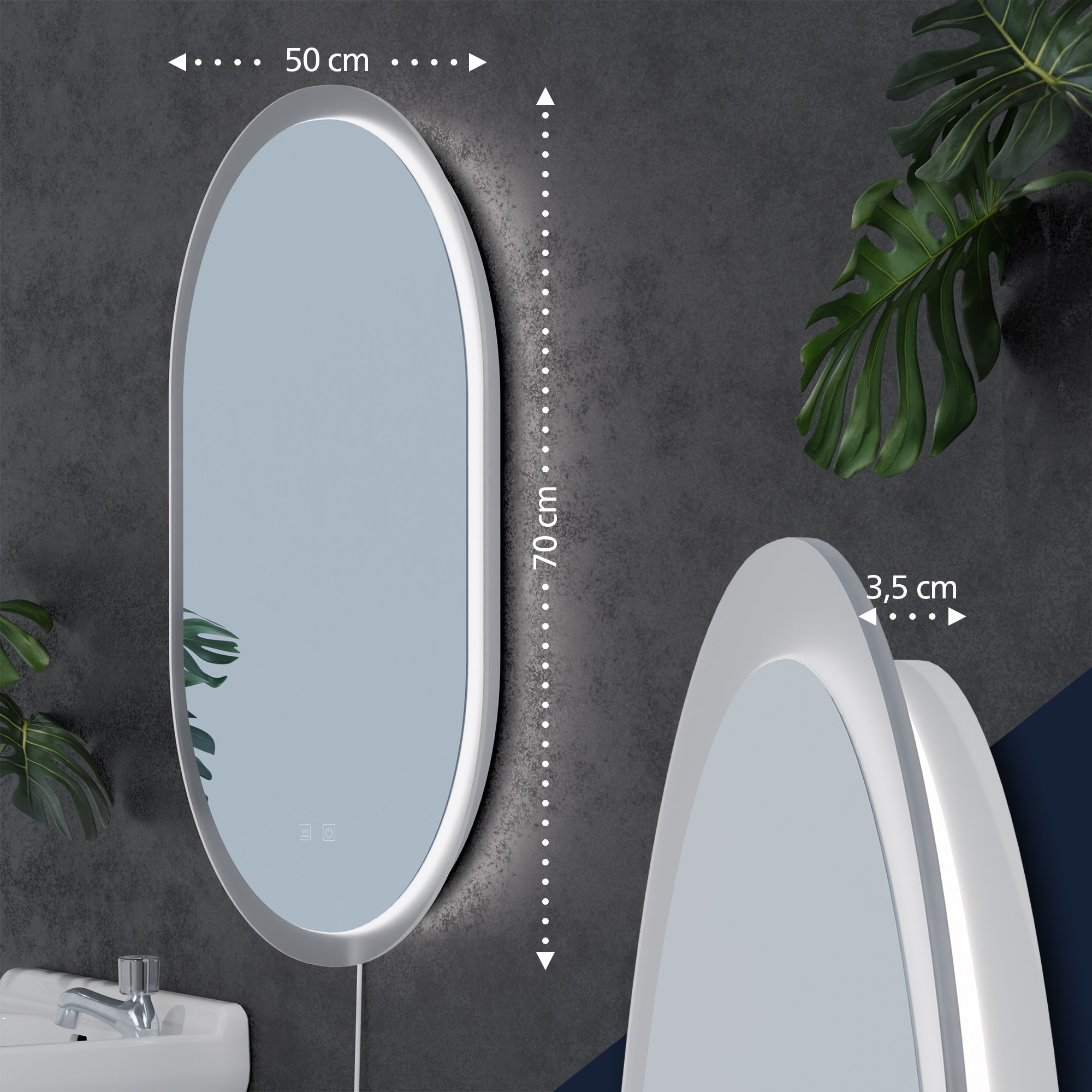 Badspiegel Karishma 70x50 ohne Bluetooth