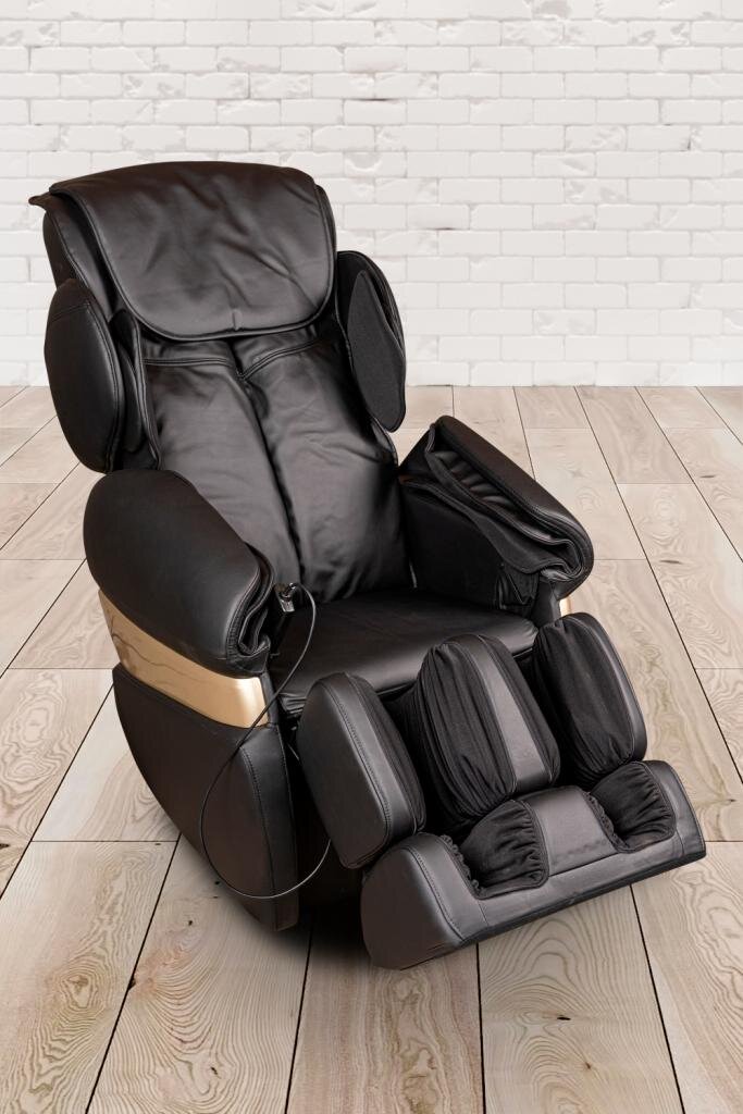 PureHaven Massage-Sessel 118x76x76 cm Rücken- Fuß- und Gesäßmassage hochwertiges PU Leder Schwarz