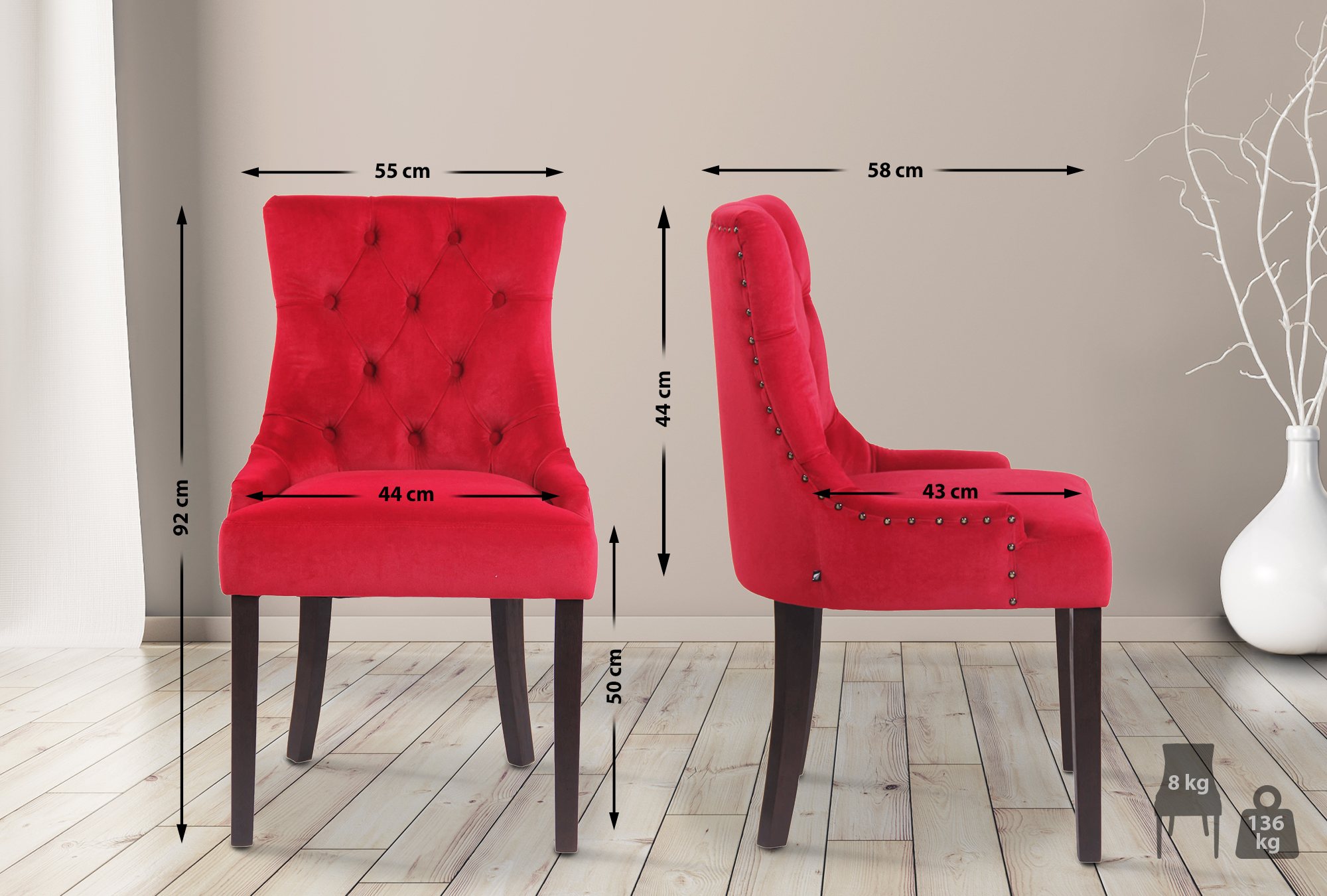 4er Set Esszimmerstühle Aberdeen Samt antik