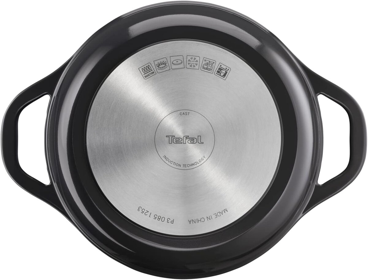 Tefal Air E2554604 Schmortopf rund 24cm | 4,7L Aluminiumguss Auflaufform mit Deckel | Antihaft-Keramikbeschichtung | Induktion & Backofen bis 250°C