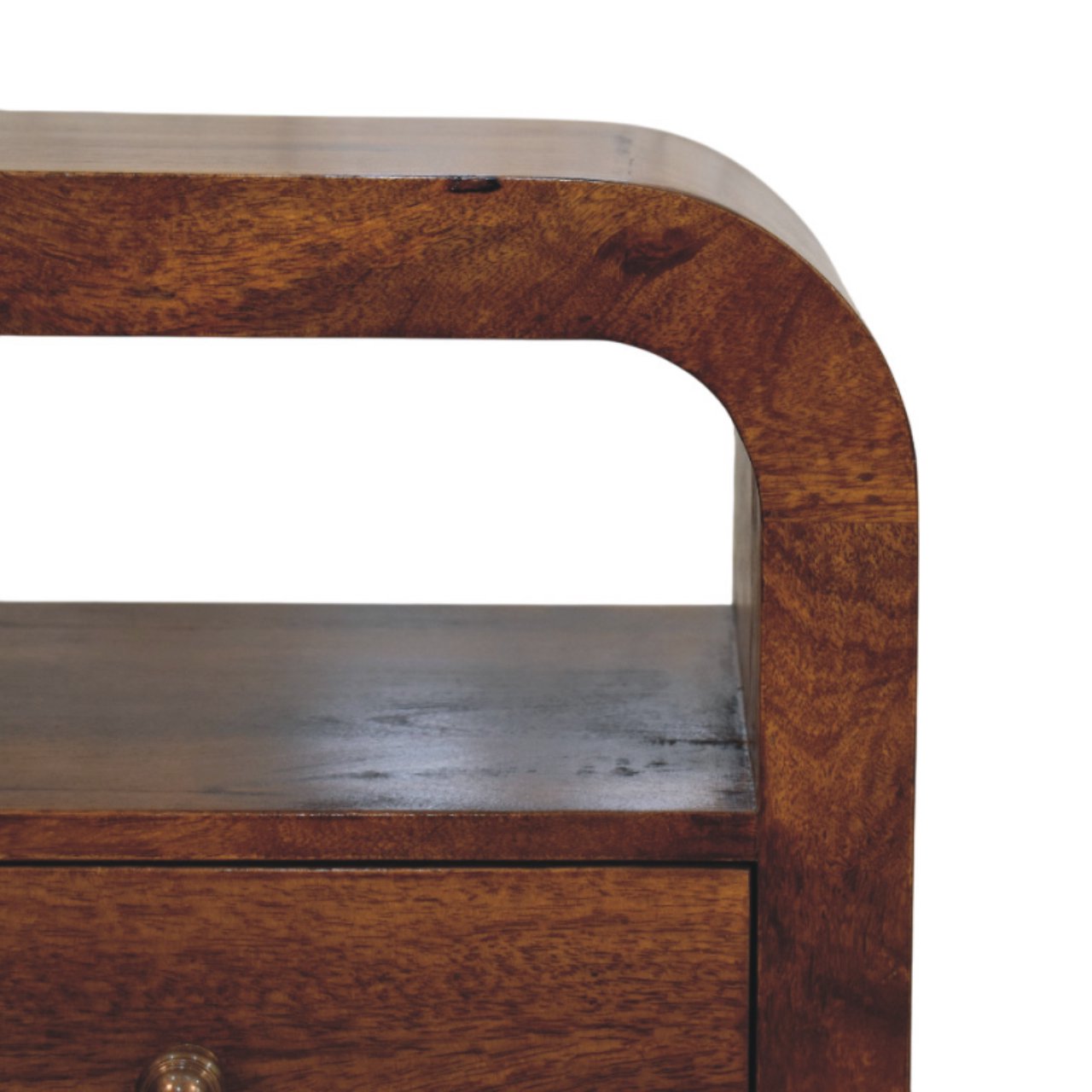 Darcy Chestnut Nachttisch mit Schublade und offenem Regal