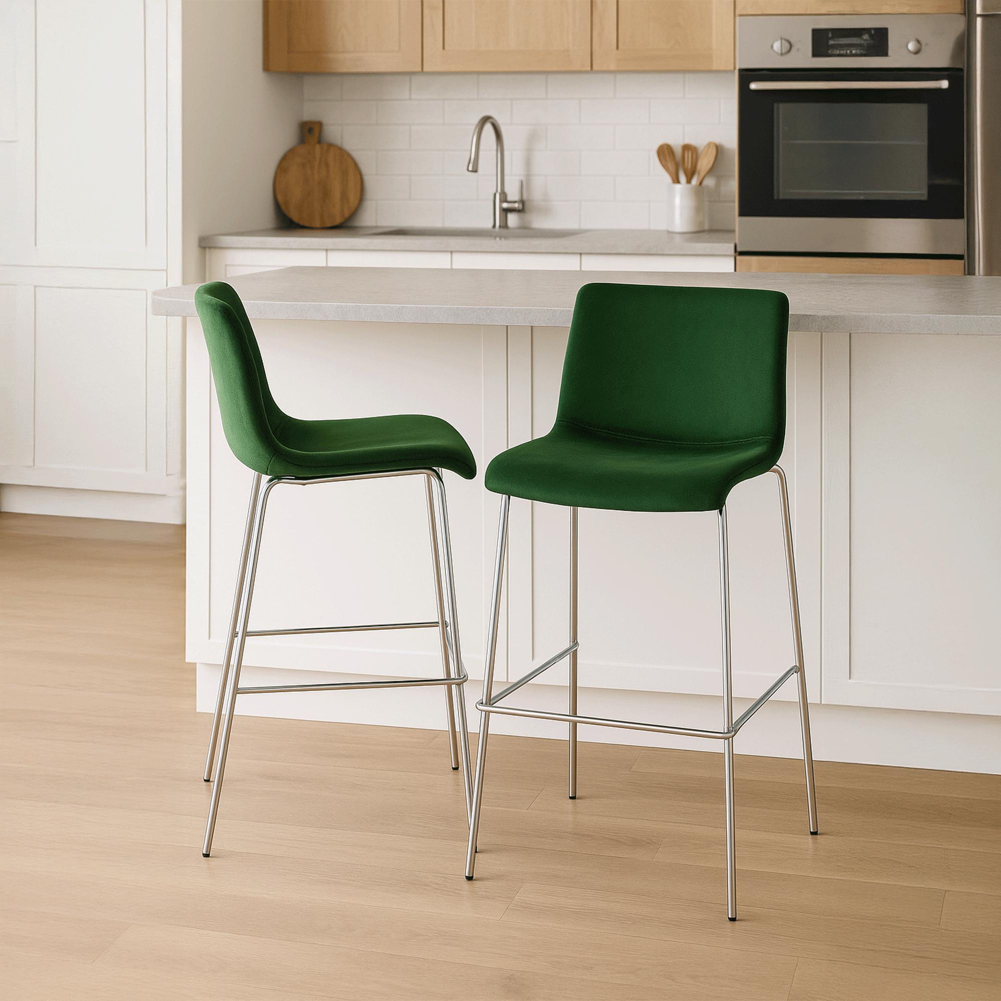 Barhocker Hoover Samt 4-Fuß Chrom