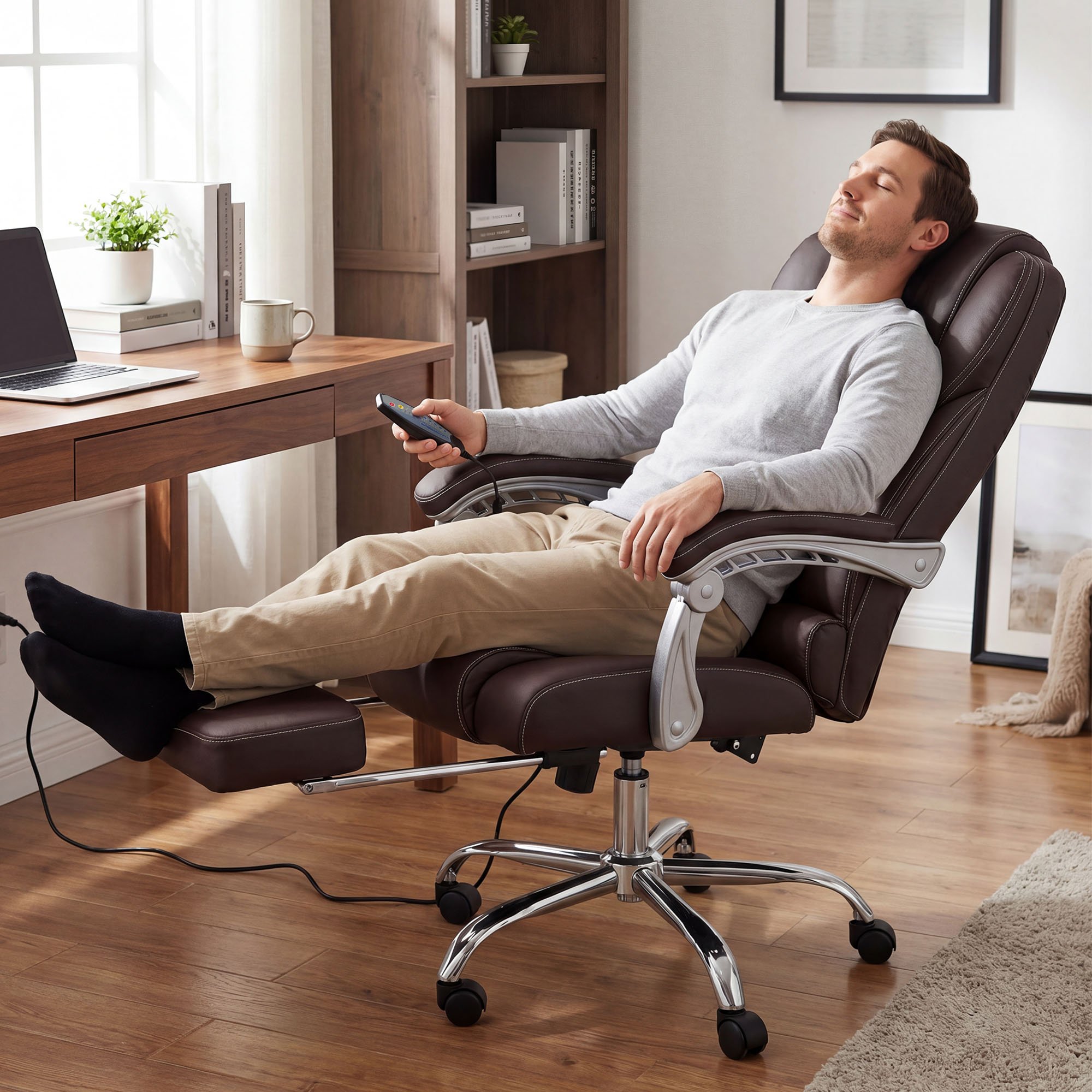 Bürostuhl Pacific Echtleder mit Massagefunktion