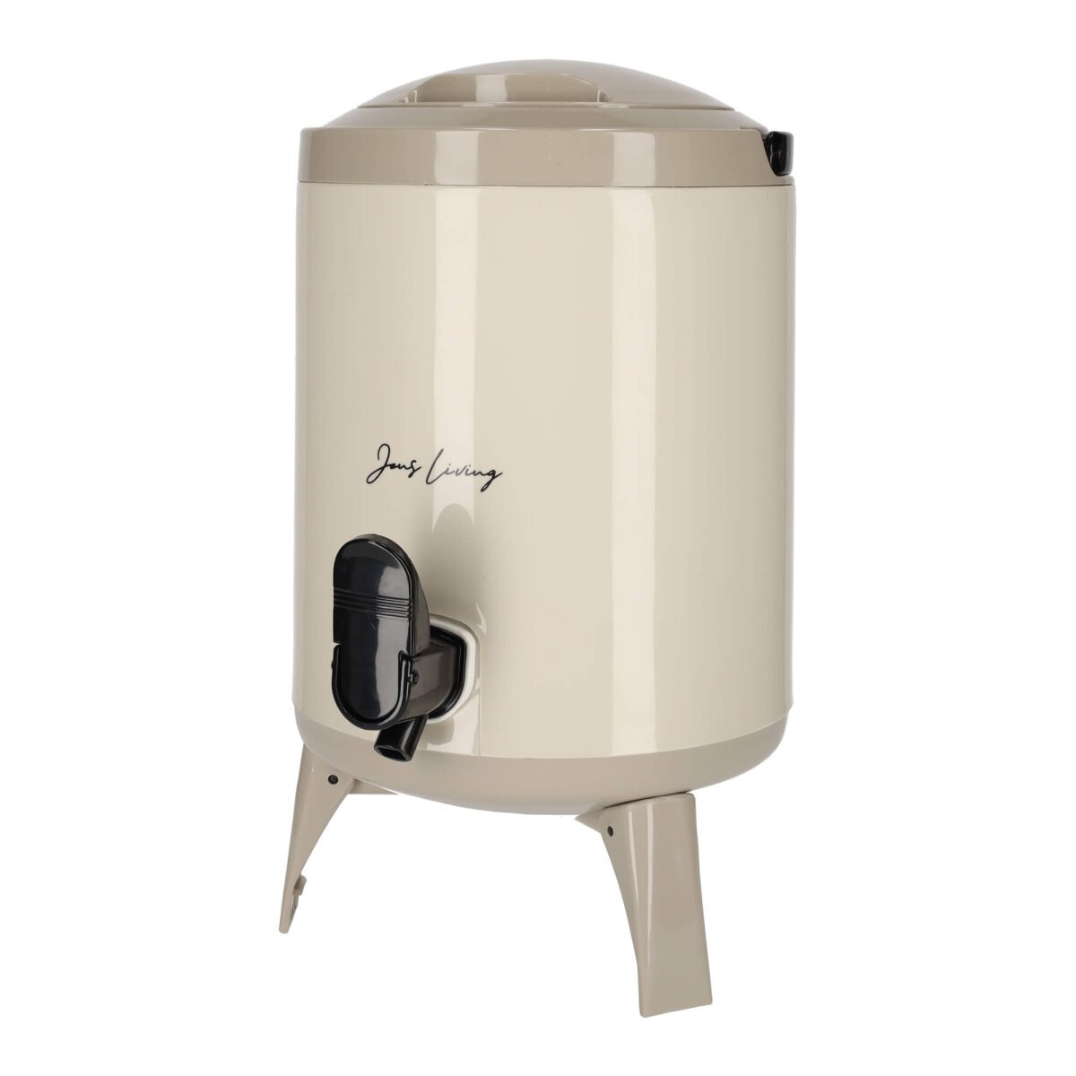 The Gift Groothandel BV JENS Living Saftspender Set mit 4 Bechern & Ständer | 4L Getränkespender für Party, Garten & Buffet | Robuste Glaskaraffe / Wasserspender in Taupe – Ansicht 4