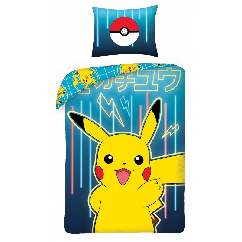 Halantex Textilien Pokemon - Bettwäsche - Pikachu Blau - 140 x 200 cm + 70 x 90 cm