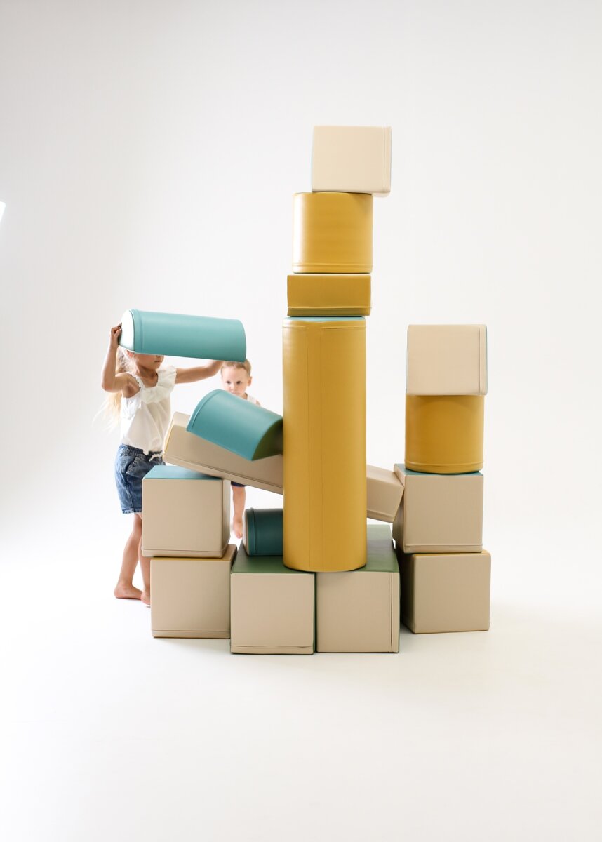 IGLU Softplay PEPI RER SIA IGLU SET 19X Fortress - Pastell-Türkis/Beige/Grün/Honigfarben - Schaumstoffbaustein-Set Festung/Burg für Kinder – Ansicht 14