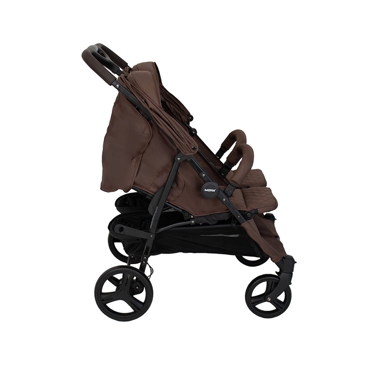 BabyTrold OS2 Zwillingsbuggy Chocolate, verstellbar, pannensichere Räder