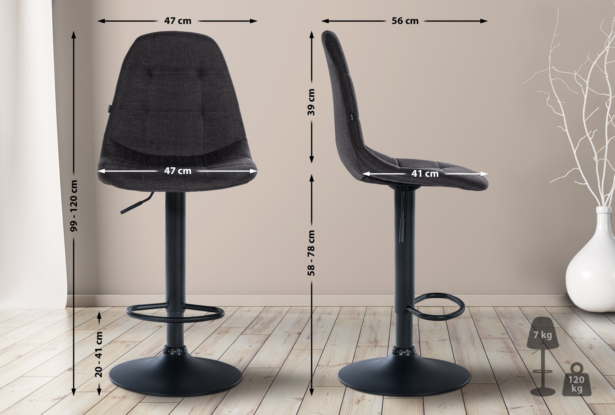 Barhocker Elmore Stoff B