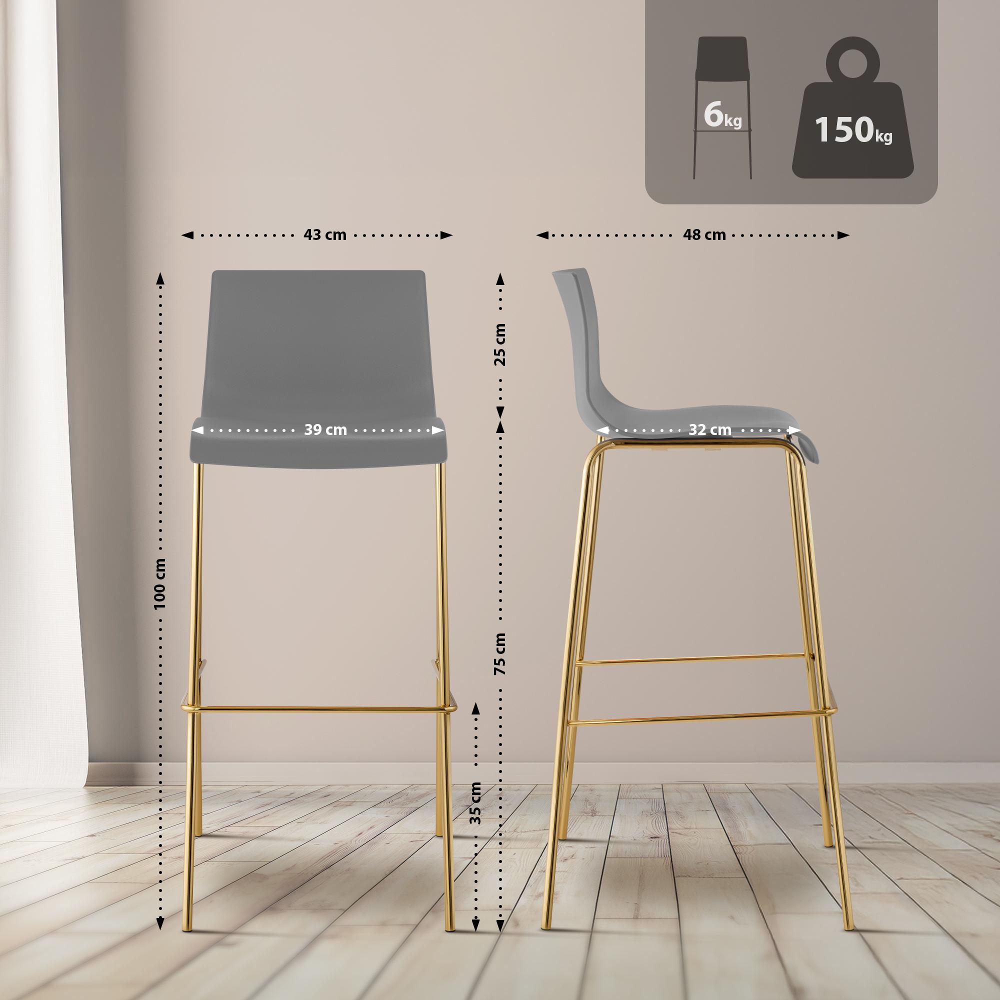 Barhocker Hoover Kunststoff 4-Fuß Gold